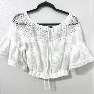 Lulu's White Lace Blouse
